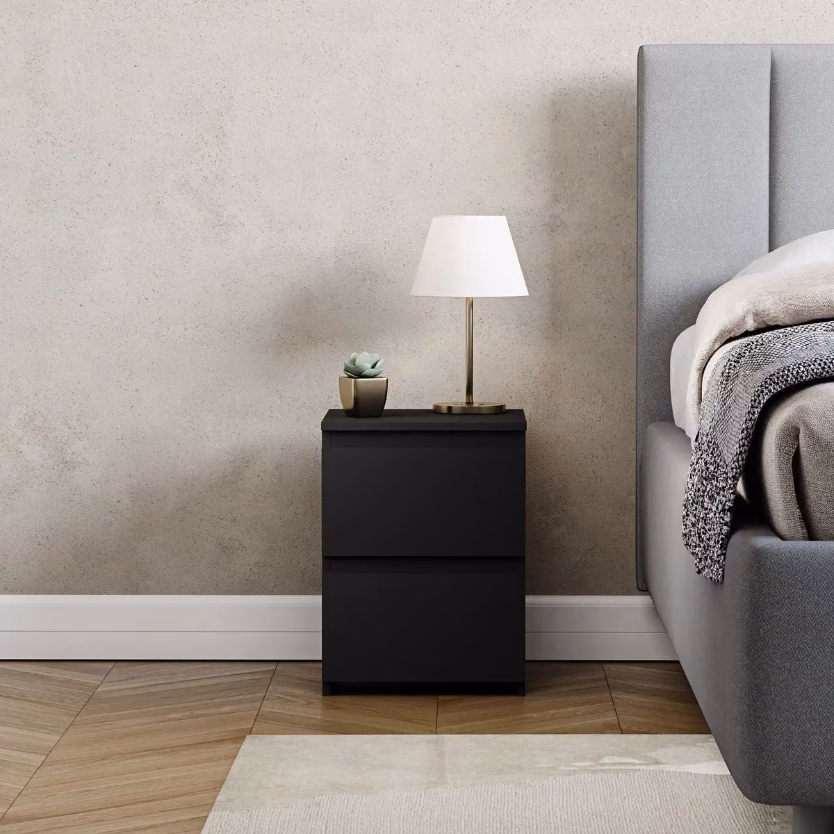 Vida Designs Denver 2 Drawer Bedside Cabinet in Black – 4