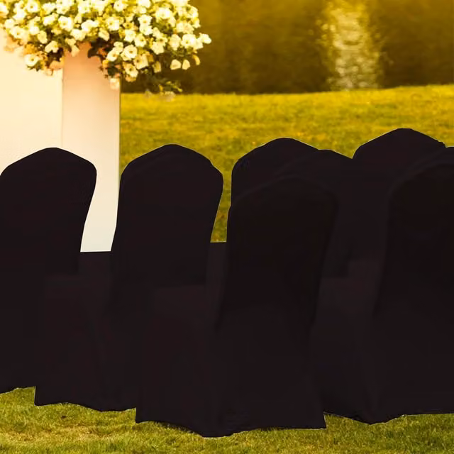 Trimming Shop Black Stretch Polyester Dining Chair Slipcovers, Width: 40 cm