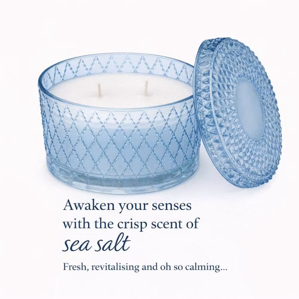 Candlelight Tianshui Luxury 2-Wick Blue Glass Decorative Tabletop Candle – 2
