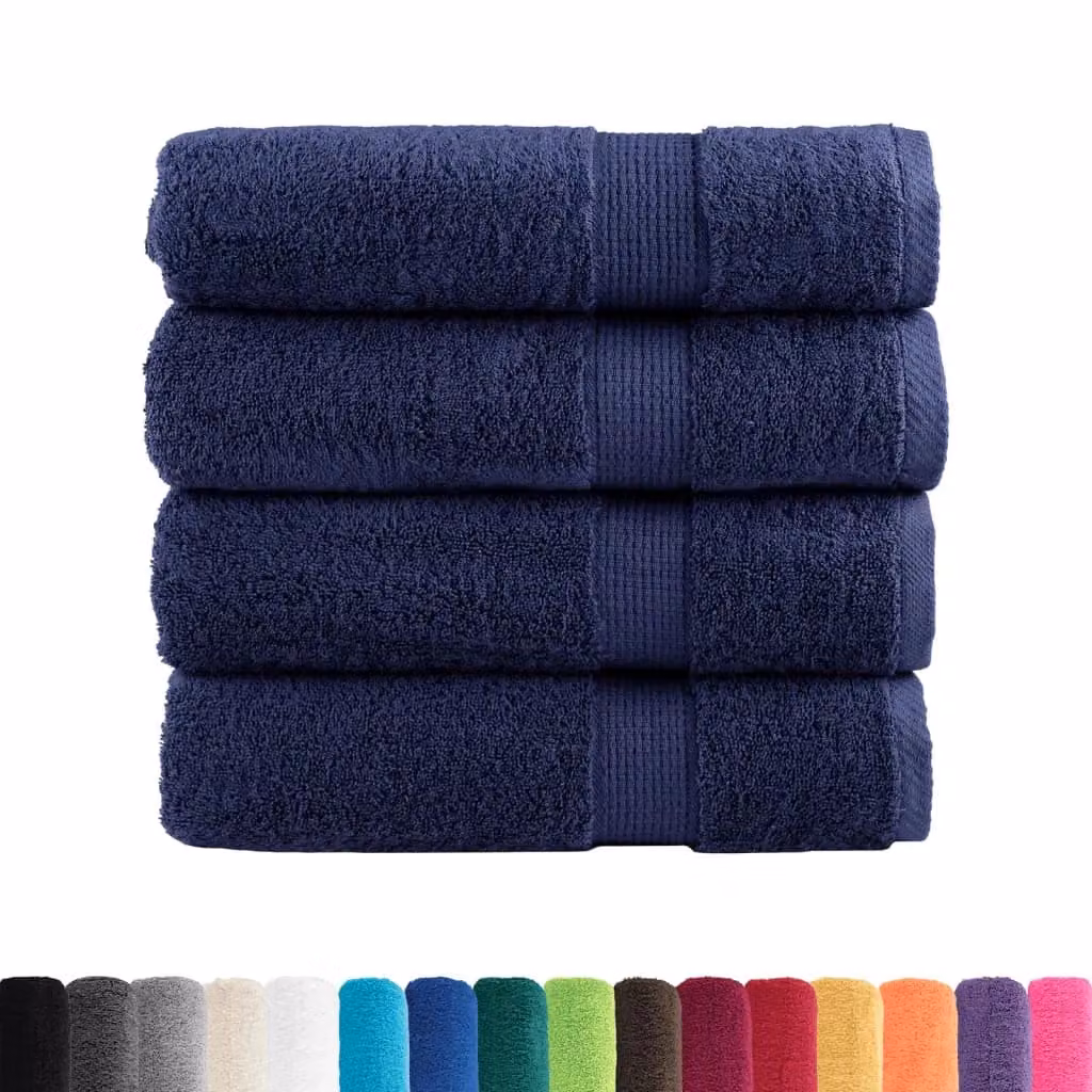 Berkfield Home SOLUND Premium Cotton Terry Bath Towels, 4 Pack, Navy Blue, W: 100 cm, L: 150 cm, 600gsm – 2