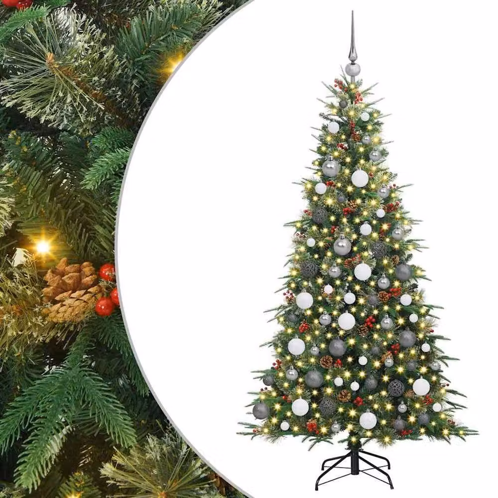 Berkfield Home Artificial Hinged Christmas Tree in Green, Height: 180 cm – 2