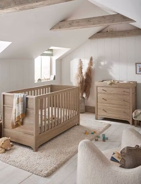 Mamas & Papas Barton Cot Bed and 3 Drawer Chest Set in Brown