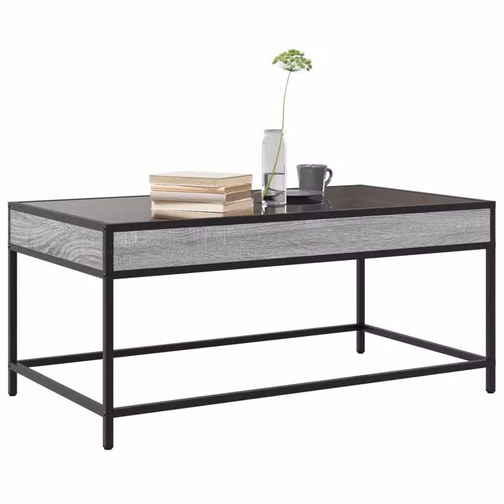 Berkfield Home Infinity LED Coffee Table in Grey Sonoma, W/D/H: 90 x 50 x 41 cm – 2