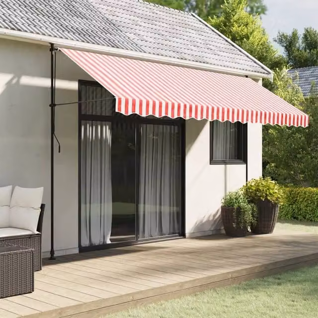 Berkfield Home Replacement Awning Valance Fabric in Red and White Stripe, 4 m – 1
