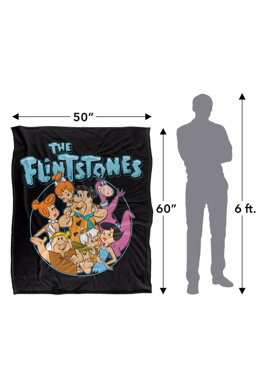 Warner Bros. The Flintstones Family Circle Silky Touch Super Soft Fluffy Polyester Throw Blanket in Multicolour, Extra Large – 3