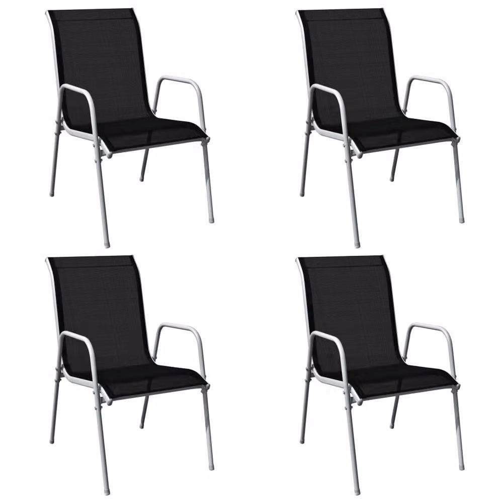 Berkfield Home 5 Piece Outdoor Dining Set in Black and Grey Steel and Glass – 1