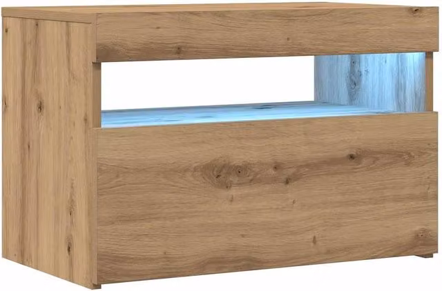 Berkfield Home Artisan Oak TV Cabinet with LED Lights in Brown, W/D/H: 60 x 35 x 40 cm – 1