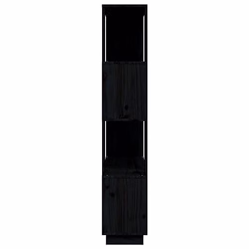 vidaXL Black Solid Wood Pine Book Cabinet and Room Divider, W/D/H: 80 x 25 x 132 cm – 3