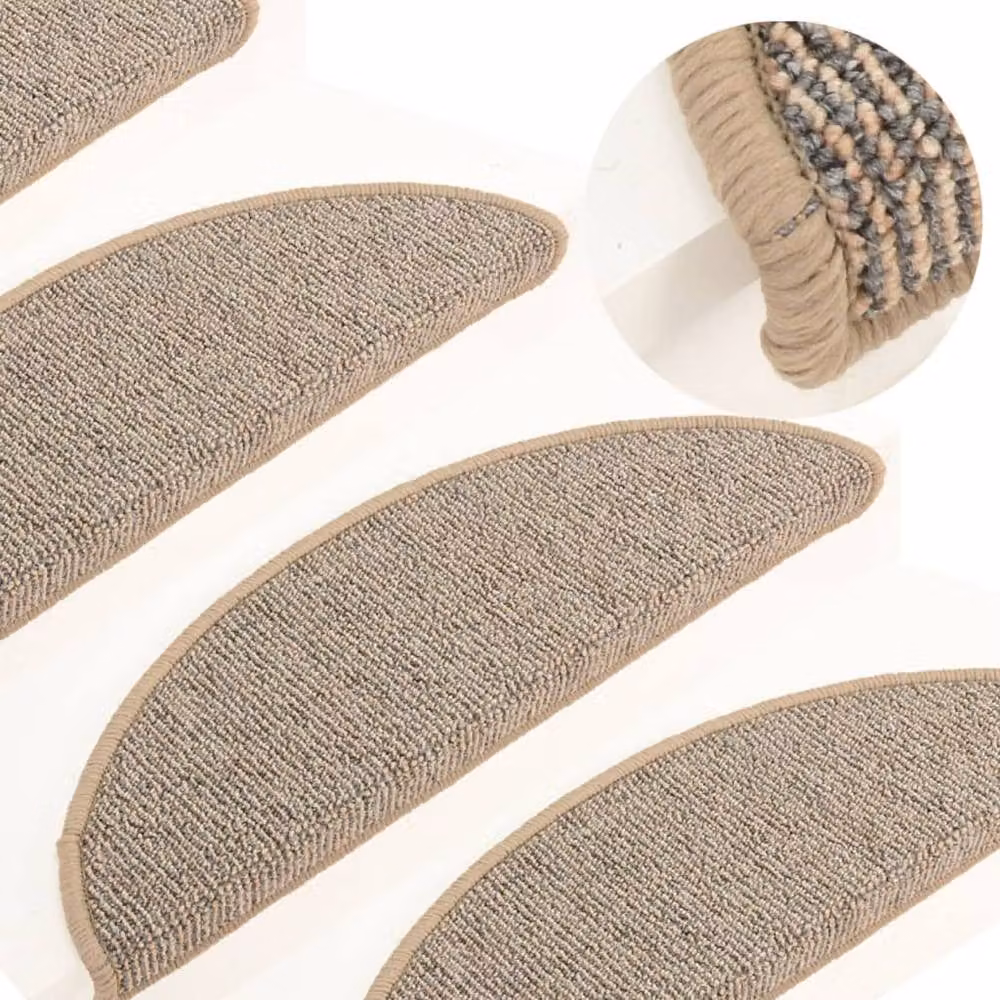 Berkfield Home Self-Adhesive Carpet Stair Treads, 15 Pack, Brown and Beige, W/D/H: 56 x 17 x 3 cm – 2