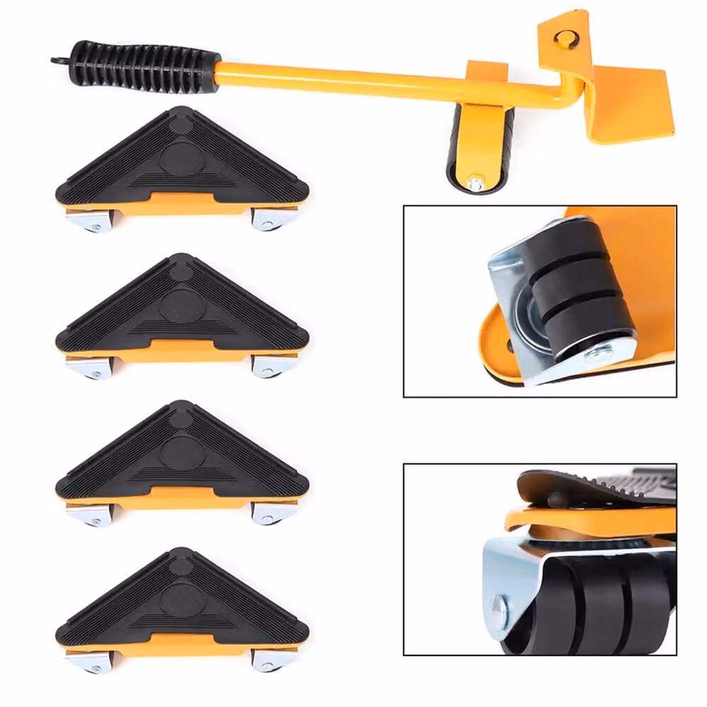 NESTLUNE Heavy Furniture Lifter Shifter Remover Roller Wheels, Yellow, W: 52 cm, D: 52 cm, H: 1000 cm – 4