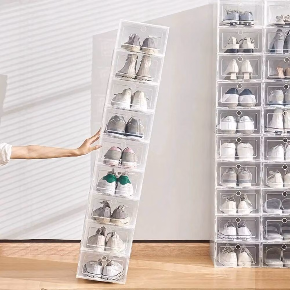 KORVIXA 6-Pack Clear Plastic Shoe Storage Boxes, W: 33.0 cm, D: 14.0 cm, H: 33.0 cm – 3