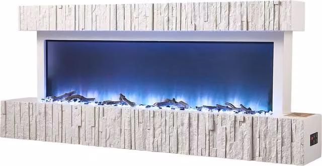Lifeideas H-Frame Wall-Mounted Electric Fireplace with App Control, White