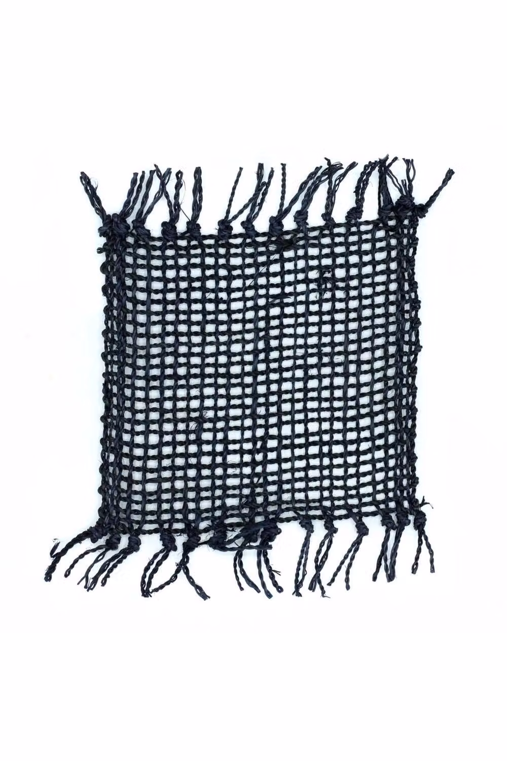 KDMD Set of 4 Black Handcrafted Rectangular Seagrass Fringe Coasters – 2