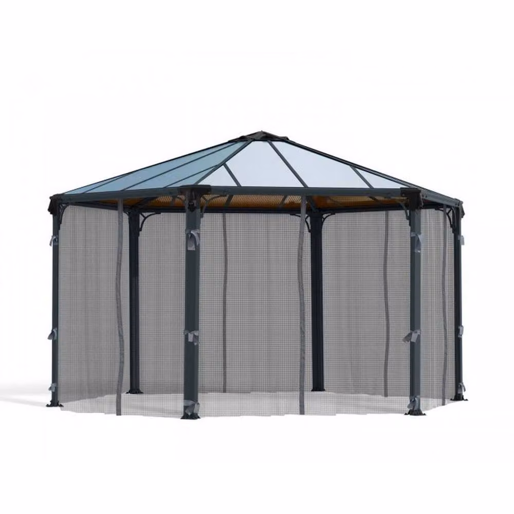 Palram Grey Polyester Net Curtain Set – 4
