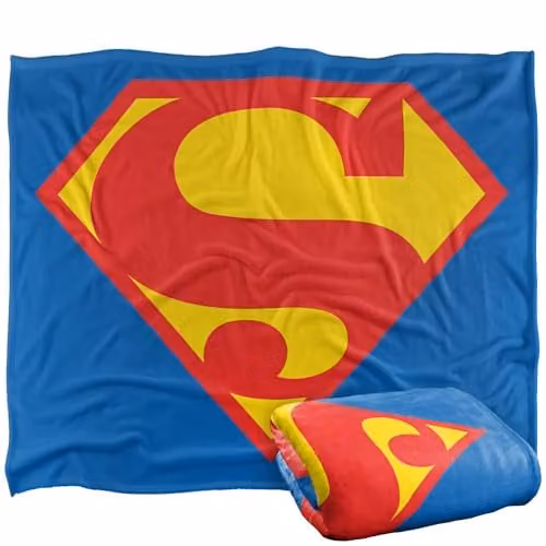 Warner Bros. Superman Shield 1986 Super Soft Fleece Throw Blanket, Multicolour, W: 152.4 cm x D: 127.0 cm x H: 152.4 cm