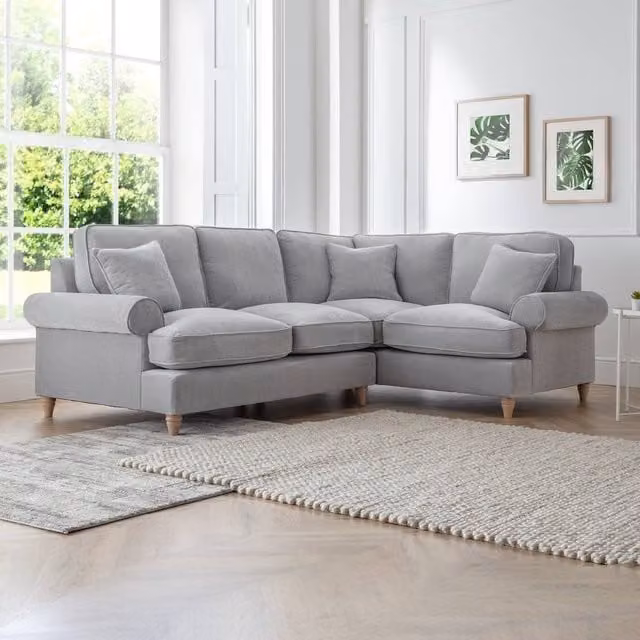 The Great Sofa Company Ezra Right Hand Velvet Corner Sofa in Light Grey – 1