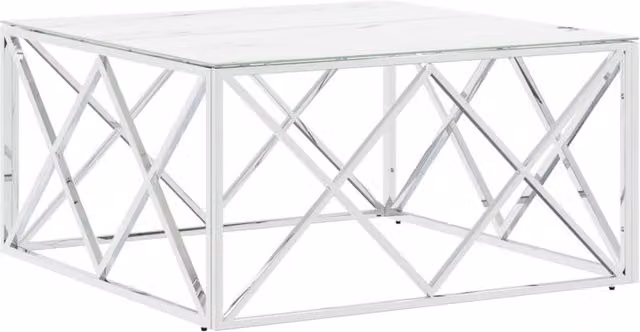 Berkfield Home Modern Square Coffee Table in Silver Stainless Steel and Glass, W/D/H: 80 x 80 x 40 cm – 1