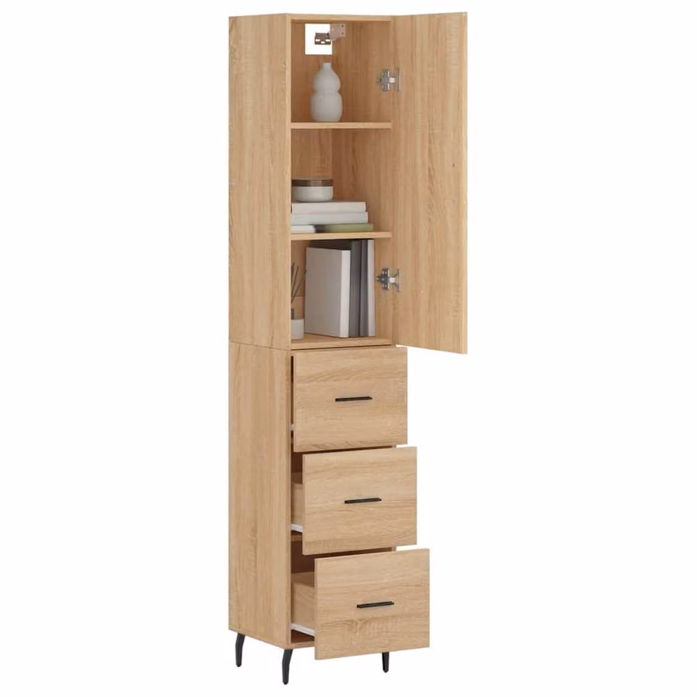 Berkfield Home Sonoma Oak Highboard in Light Oak, W/D/H: 34.5 x 34.5 x 180 cm – 2