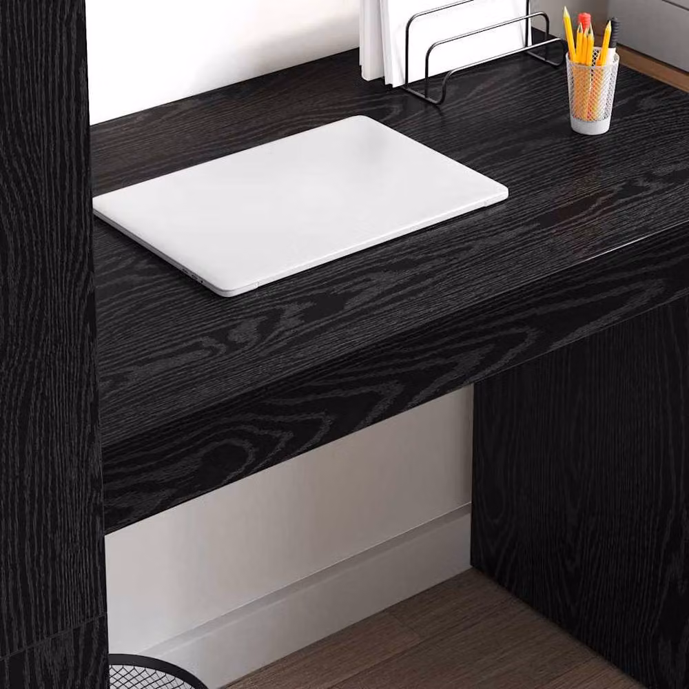 Berkfield Home Modern Writing Desk with Storage in Black Oak, W/D/H: 113 x 54 x 120 cm – 3