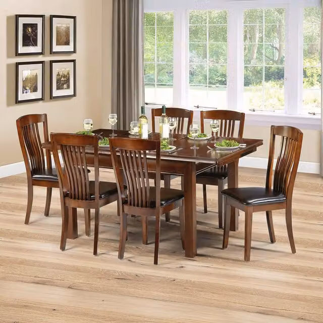 Julian Bowen Set of 2 Canterbury Classic Chairs in Brown Synthetic Leather and Wood