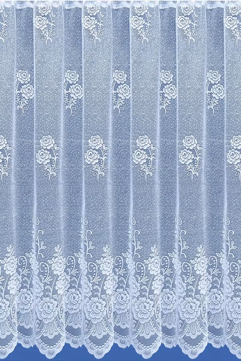 Tyrone Textiles Classic Floral Sheer Net Curtain Panel in White, Width: 200 cm, Drop: 122 cm