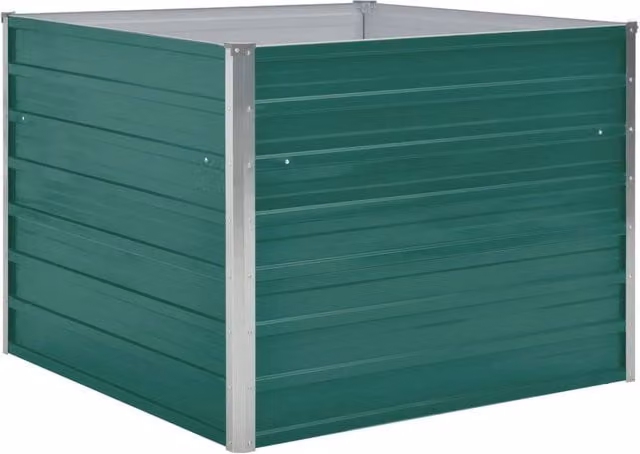 Berkfield Home Raised Garden Bed in Green Galvanised Steel, W/D/H: 100 x 100 x 77 cm – 1