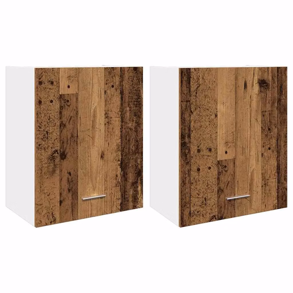 Berkfield Home Set of 2 Rustic Brown Hanging Kitchen Wall Cabinets with Hinged Doors, W/D/H: 50 x 31 x 60 cm – 2