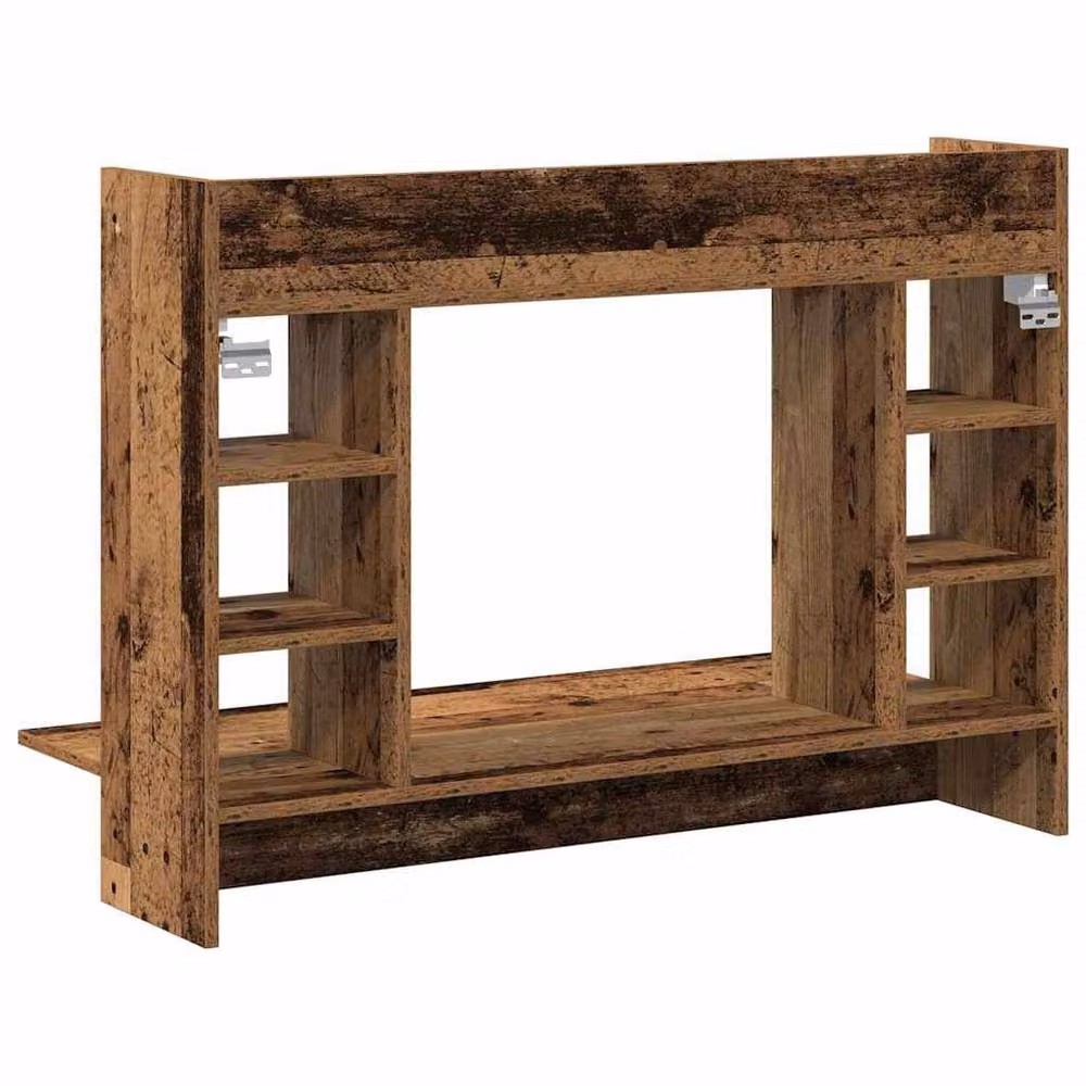 Berkfield Home Wall-Mounted Floating Computer Desk in Brown Old Wood, W/D/H: 105 x 48 x 75 cm – 6