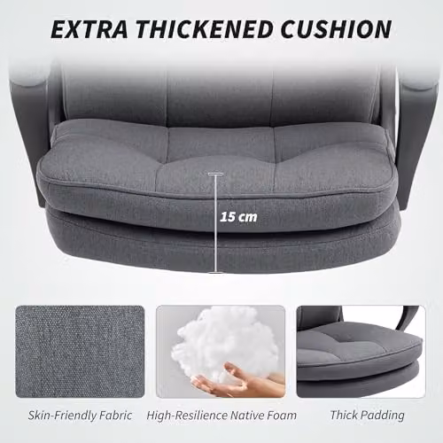 HOMCOM Fabric Office Chair with Armrests and Swivel Castors, Grey – 5