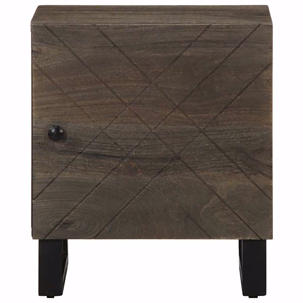Berkfield Home Set of 2 Black Solid Mango Wood Bedside Cabinets, W/D/H: 40 x 33 x 46 cm – 3