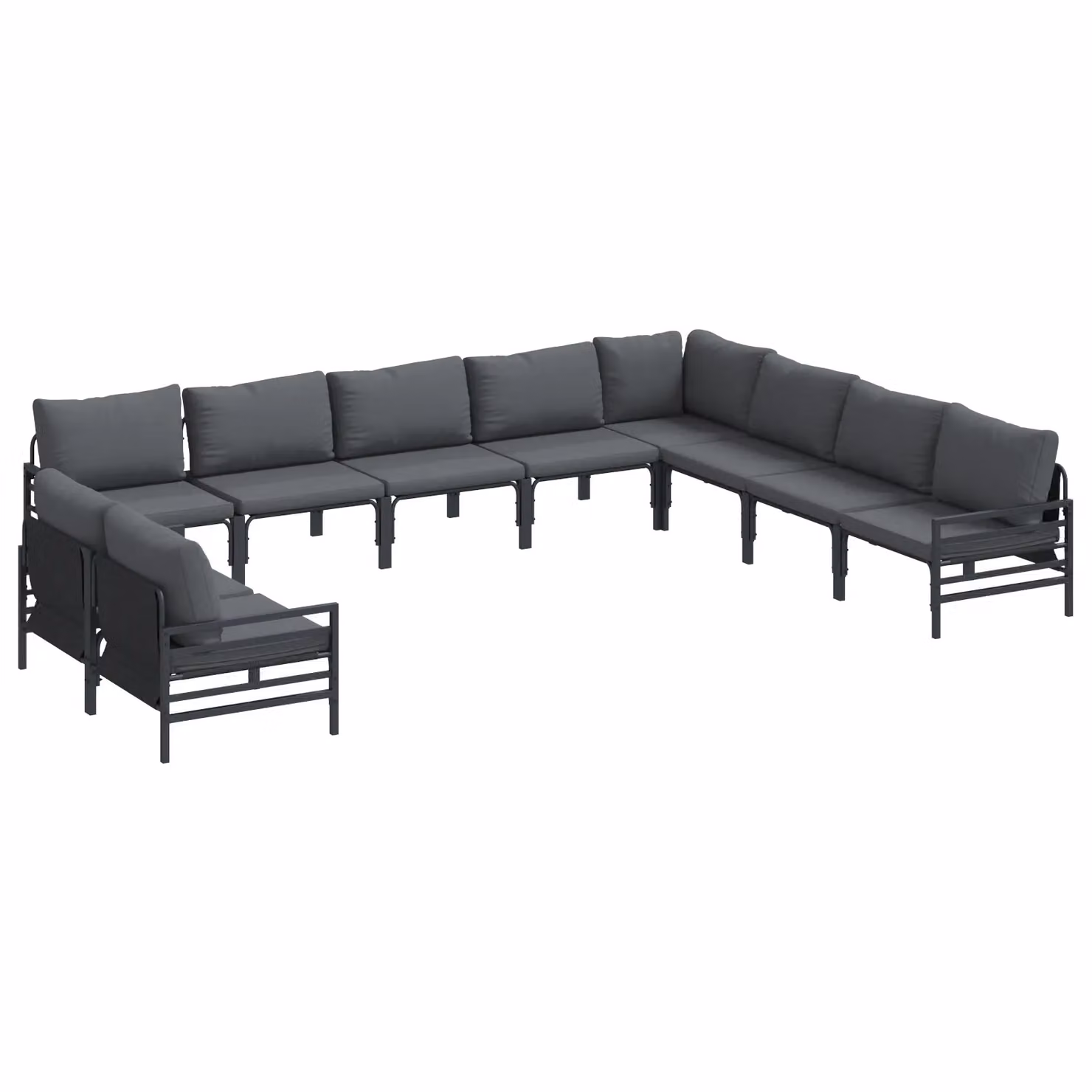 Berkfield Home 10 Piece Modern Garden Sofa Set in Anthracite and Multicolour Metal – 2