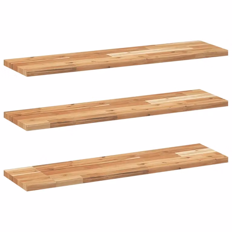Berkfield Home Set of 3 Floating Shelves in Brown Oil Finished Solid Acacia Wood, W/D/H: 80 x 20 x 2 cm