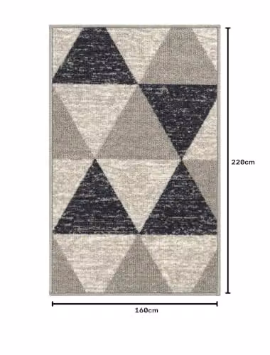 Desire Rugs Havana Non-Slip Triangle Kitchen Floor Mat, Grey, W: 160 cm, D: 220 cm – 2