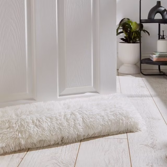 Catherine Lansfield Cuddly Faux Fur Draught Excluder, Cream, W 90 cm x D 20 cm