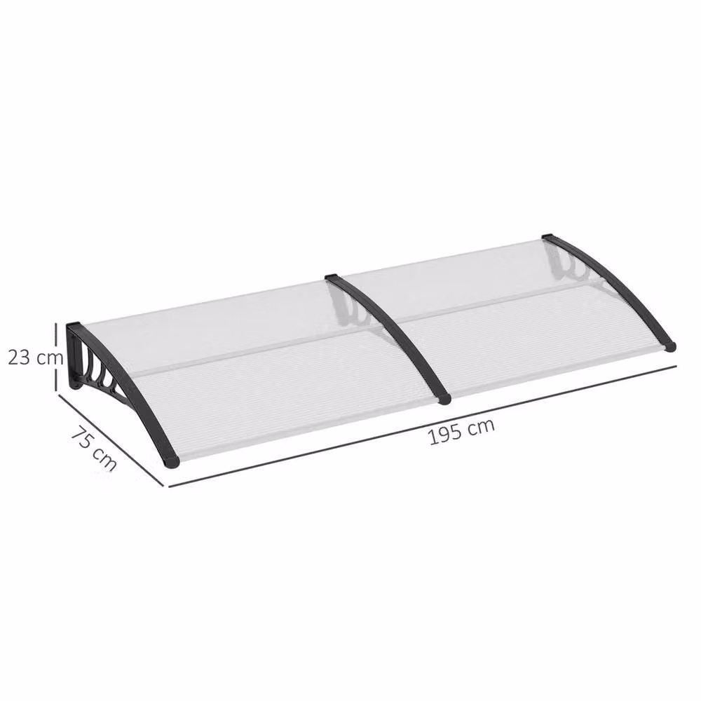 EONLION Clear Polycarbonate Outdoor Curved Window Porch Canopy Awning, W: 100 cm, D: 100 cm, H: 100 cm – 2