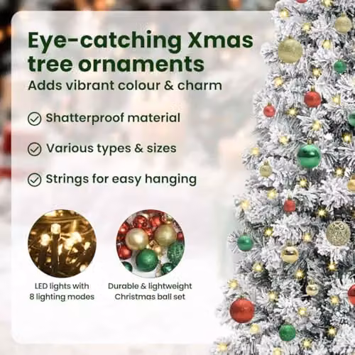 vidaXL Artificial Hinged Christmas Tree in Green and White, 150 cm – 6