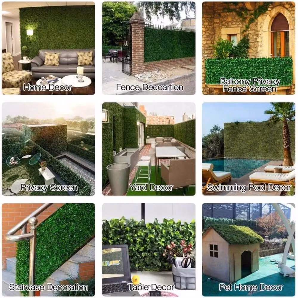 FLAVORA 10 Piece Artificial Hedge Plant Wall Garden Fence Screening in Green – 5