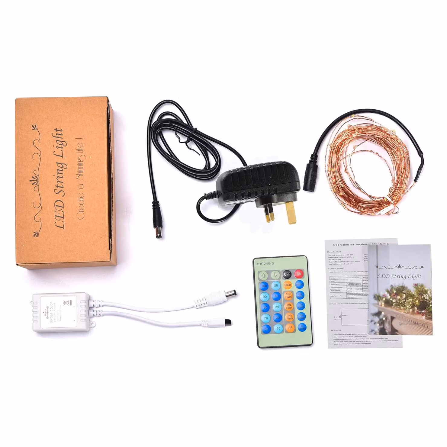 Xample 100 LED Fairy String Lights in Gold with Remote Control and Dimming Function – 3
