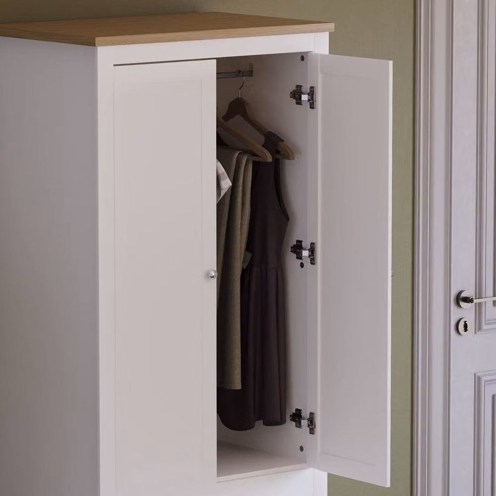 HD Designs Arlington 2 Door 2 Drawer Wardrobe in White, H 180 cm x W 79 cm x D 52 cm – 3