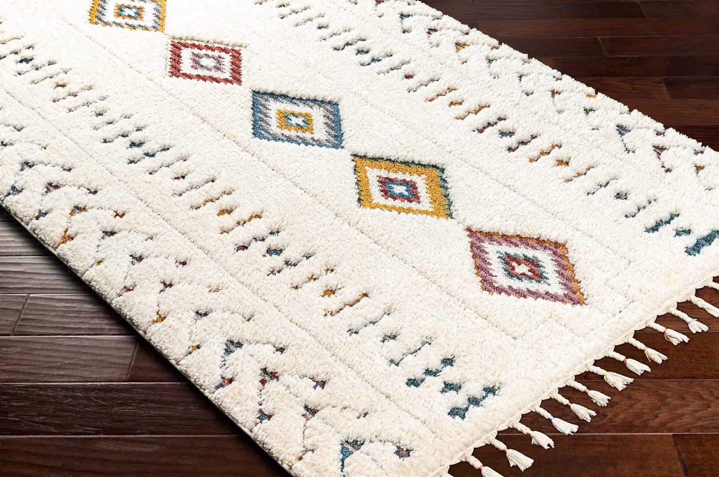 Livabliss Lofty-Shaggy Vintage Boho Plush Soft Pile Rug in Cream, Orange and Blue, W: 80 cm, L: 220 cm – 3