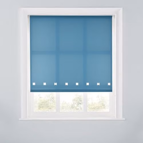 A.Unique Home Trimmable Square Eyelet Roller Blind in Blue, W: 90 cm, H: 170 cm – 1