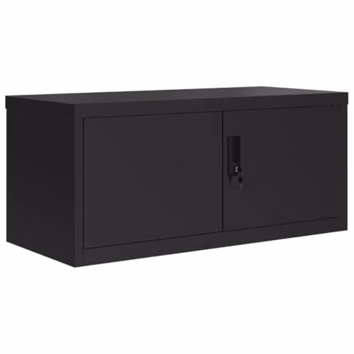 vidaXL Modern Black Metal File Cabinet with Lock and Adjustable Shelves, W/D/H: 90 x 40 x 110 cm – 3