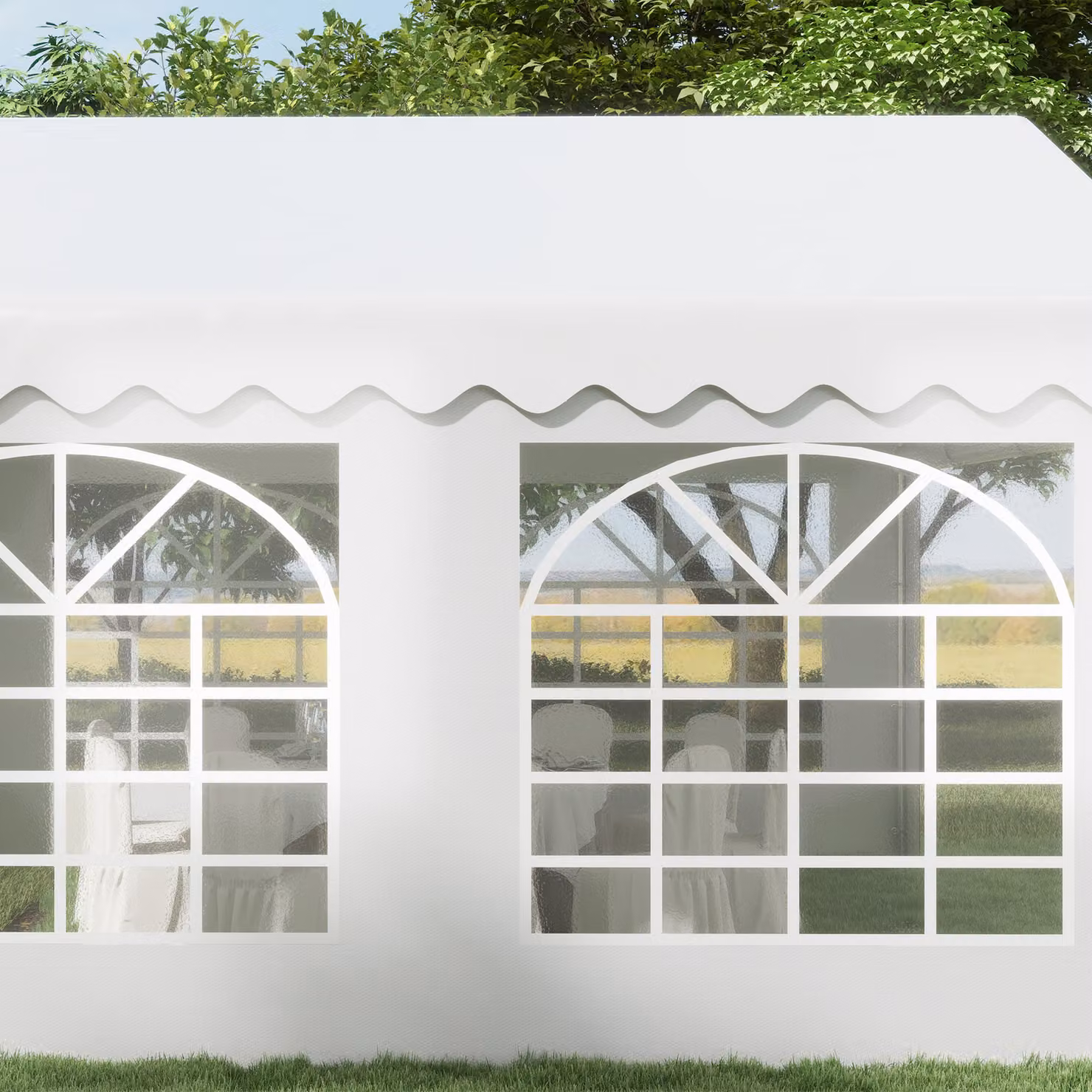 Outsunny White Heavy Duty Garden Party Tent with Removable Sidewalls and Double Doors, W 400 x D 400 x H 280 cm – 5