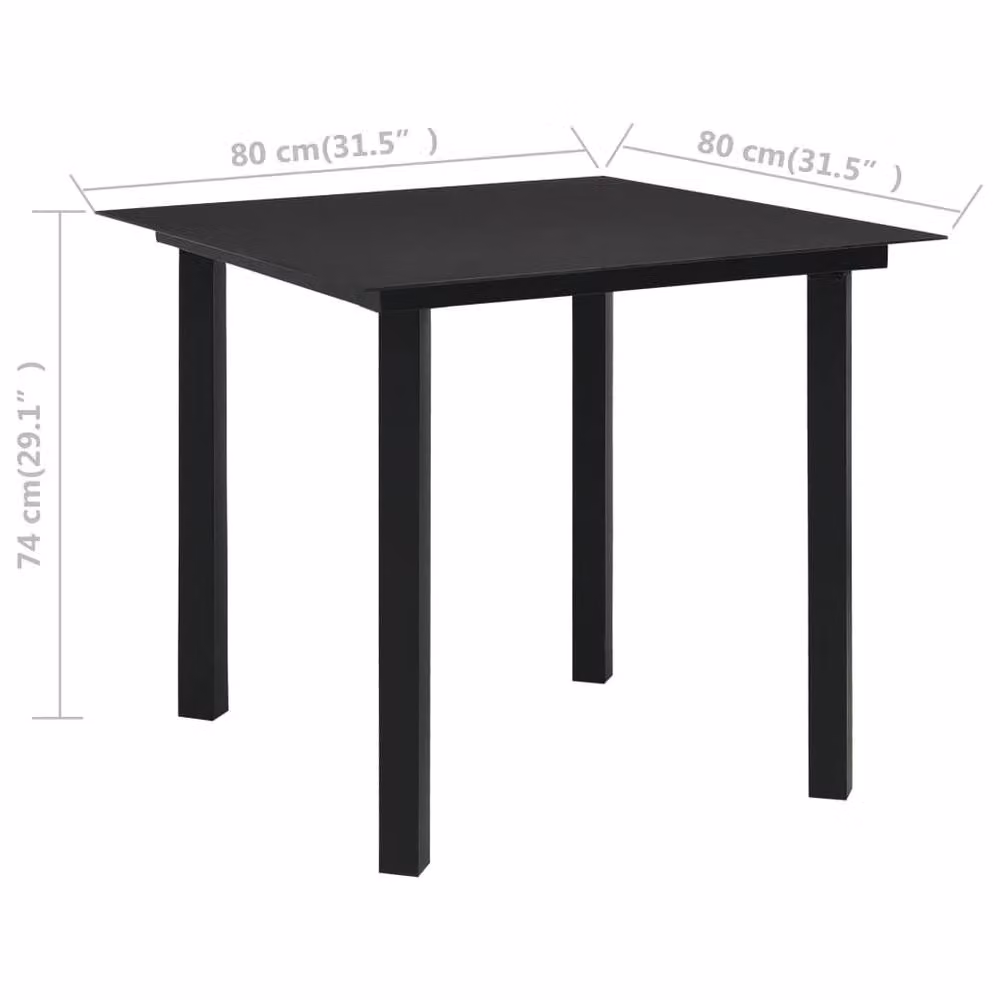 Berkfield Home Modern Garden Dining Table in Black Steel and Glass, W/D/H: 80 x 80 x 74 cm – 3