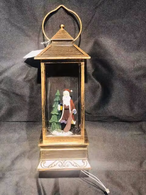 Shatchi Oval Christmas Nativity LED Light Up Lantern with Glitter, Brown, W/D/H: 25 x 15 x 10 in