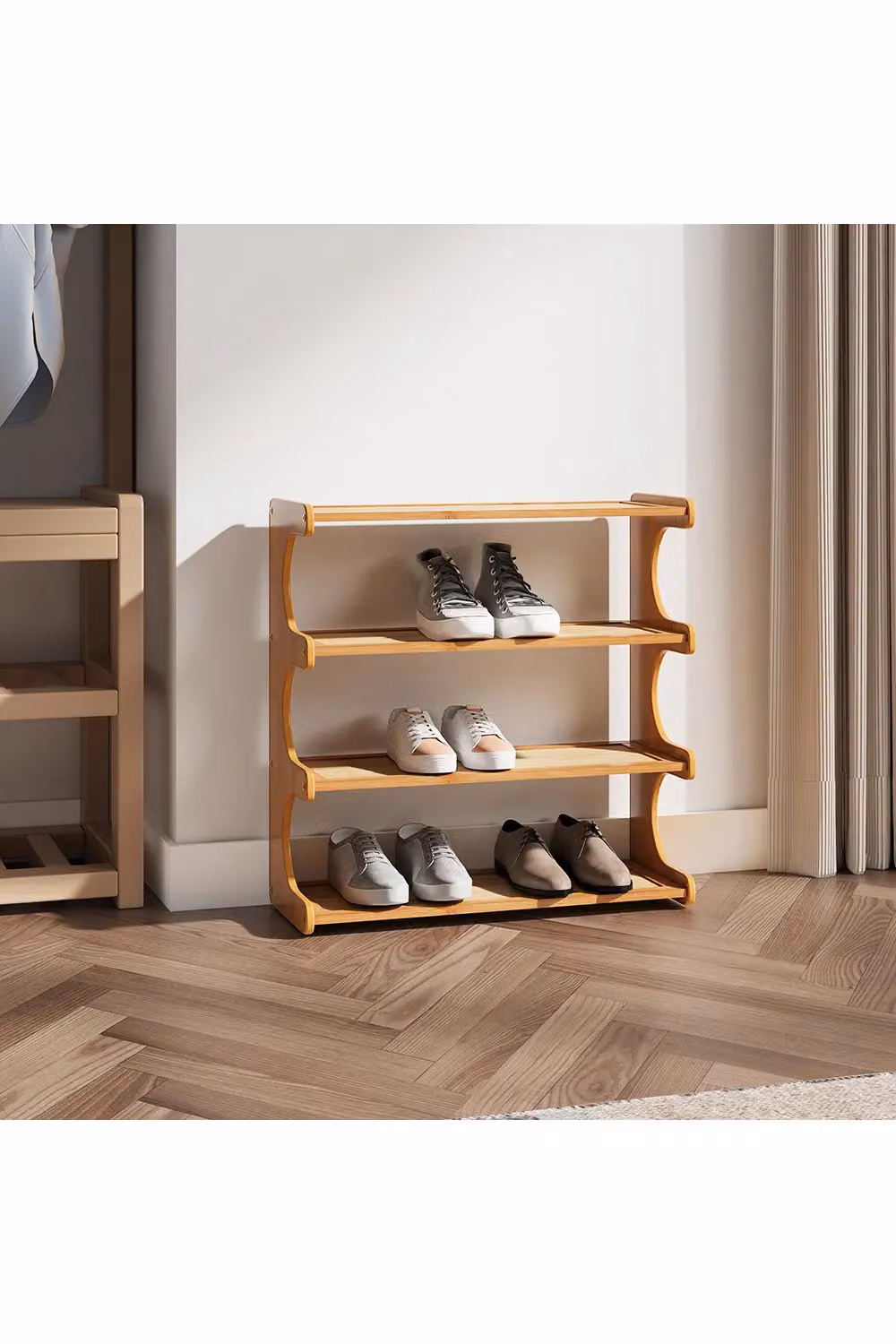 Living and Home Bamboo Shoe Rack in Natural Brown and Beige – 2