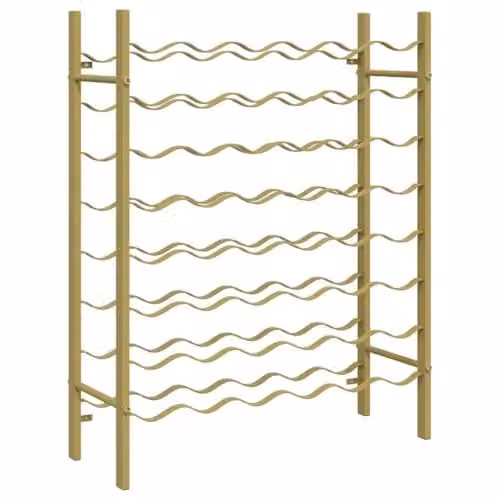 vidaXL Gold Metal Wine Rack for 48 Bottles, W/D/H: 80 x 22 x 65 cm – 1