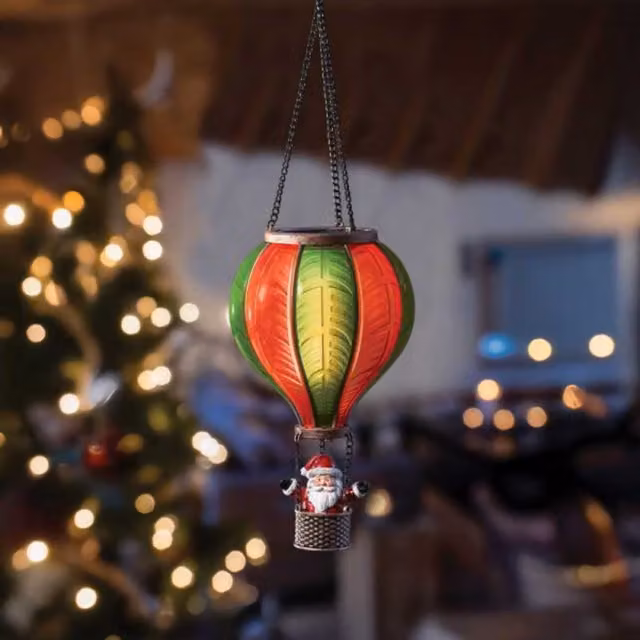 Samuel Alexander Red and White Light Up Santa Flaming Effect LED Tabletop Balloon, Diameter: 45 cm