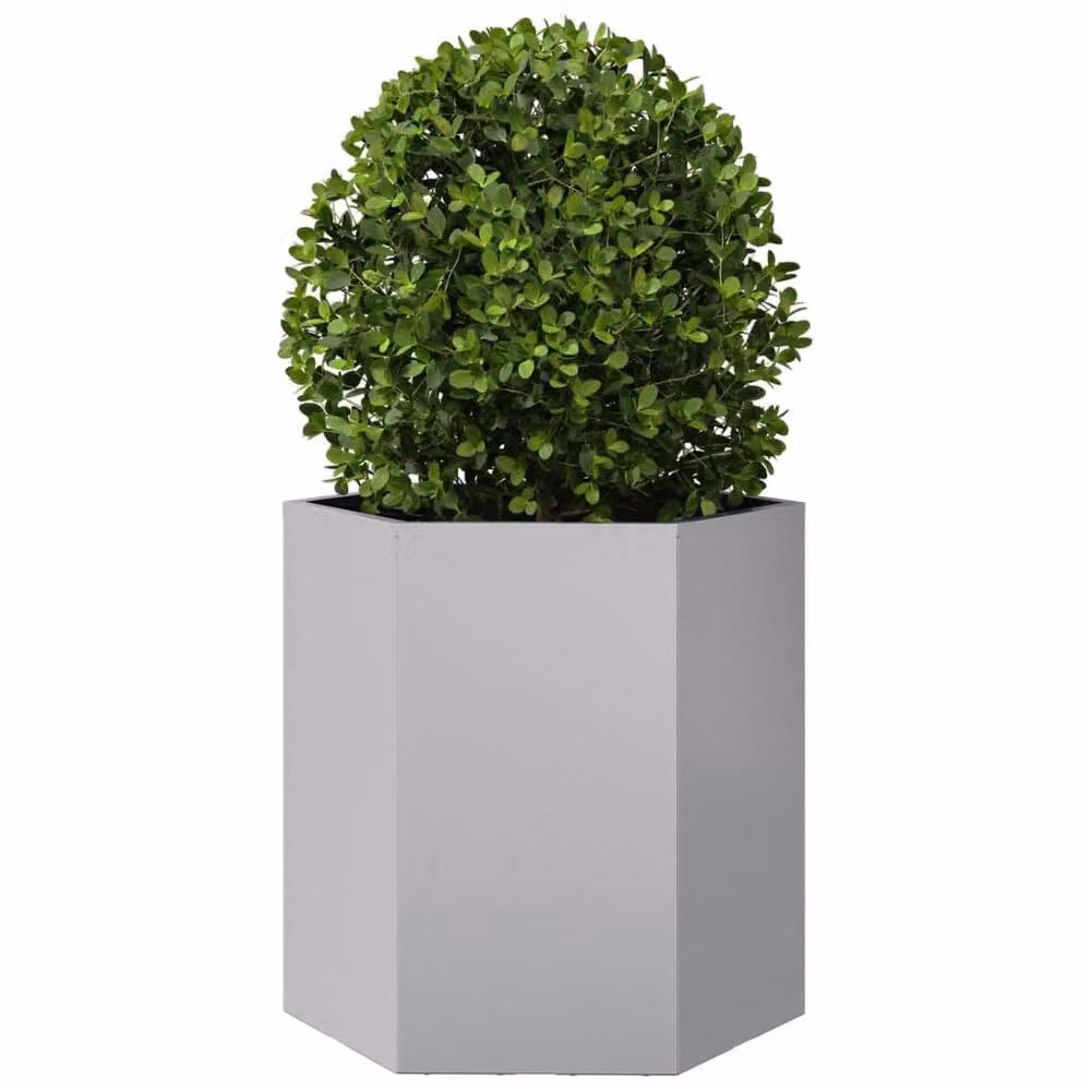 Berkfield Home Garden Hexagon Planter Set of 2, Galvanised Steel, Silver, W: 46 cm, D: 40 cm, H: 45 cm – 4