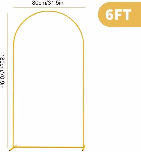SPETLEK Gold Metal Round Wedding Arch Stand and Backdrop Frame for Flower Displays, Height: 182.88 cm